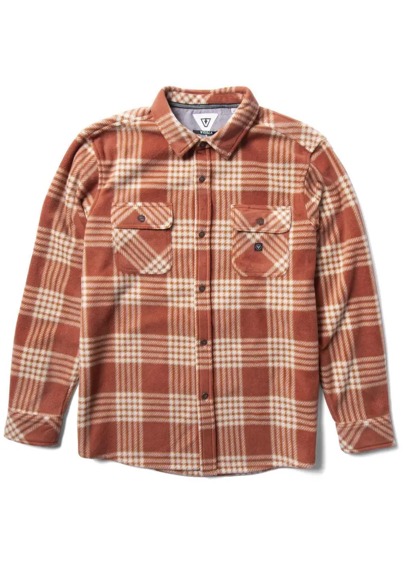 Vissla Eco-Zy Polar Flannel Long-Sleeve Shirt In Barn Red 1
