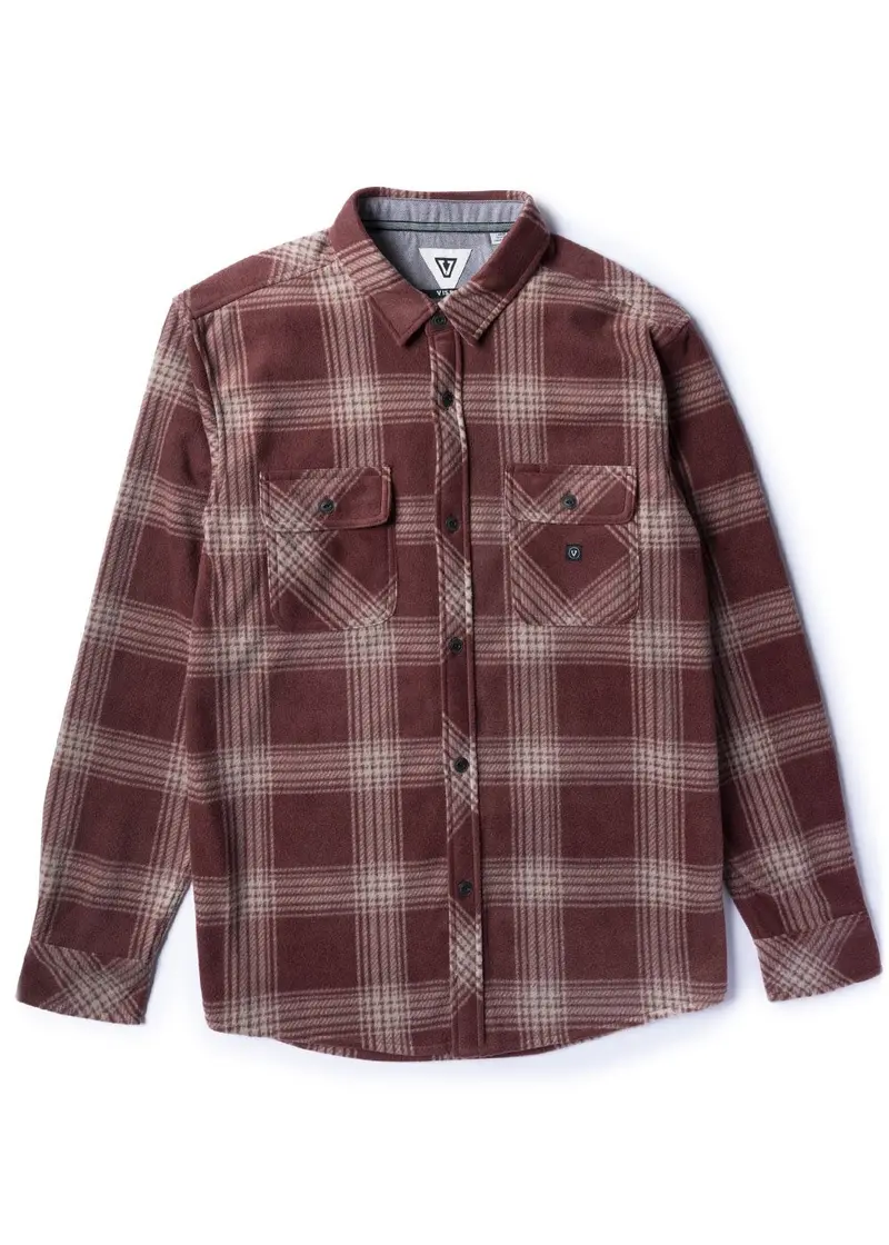 Vissla Eco-Zy Polar Flannel Long-Sleeve Shirt In Fired Brick 1