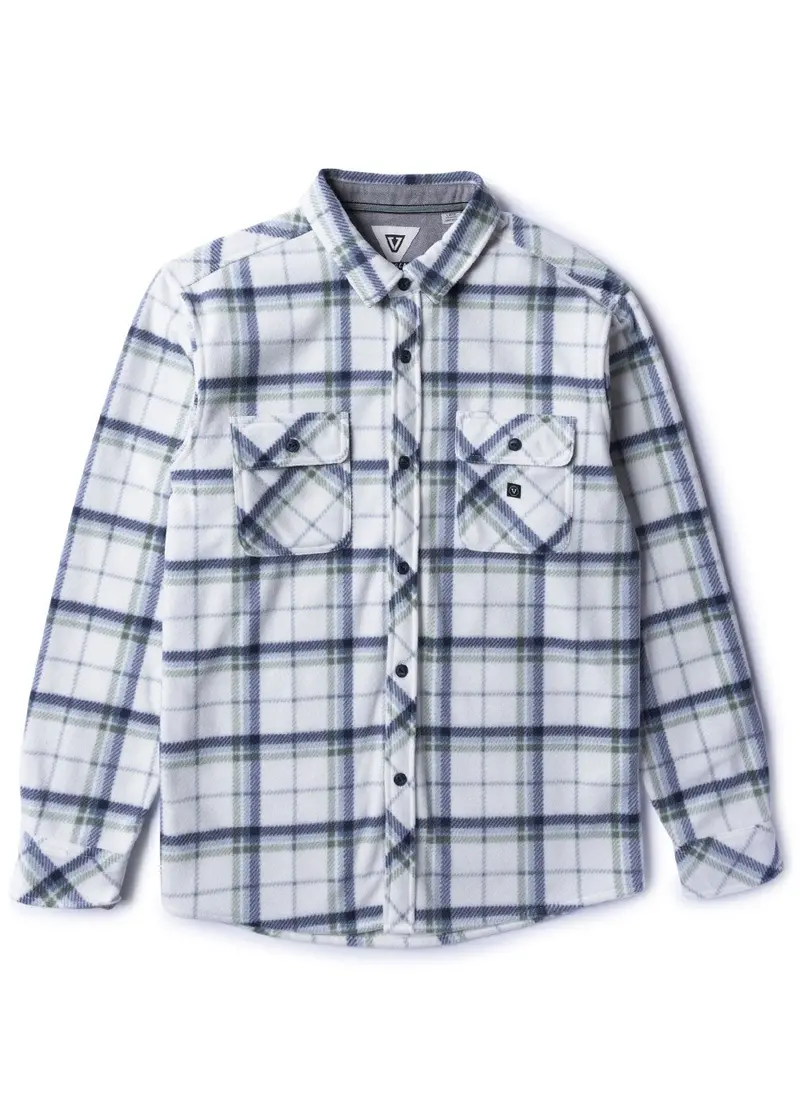 Vissla Eco-Zy Polar Flannel Long-Sleeve Shirt – Vintage White 1