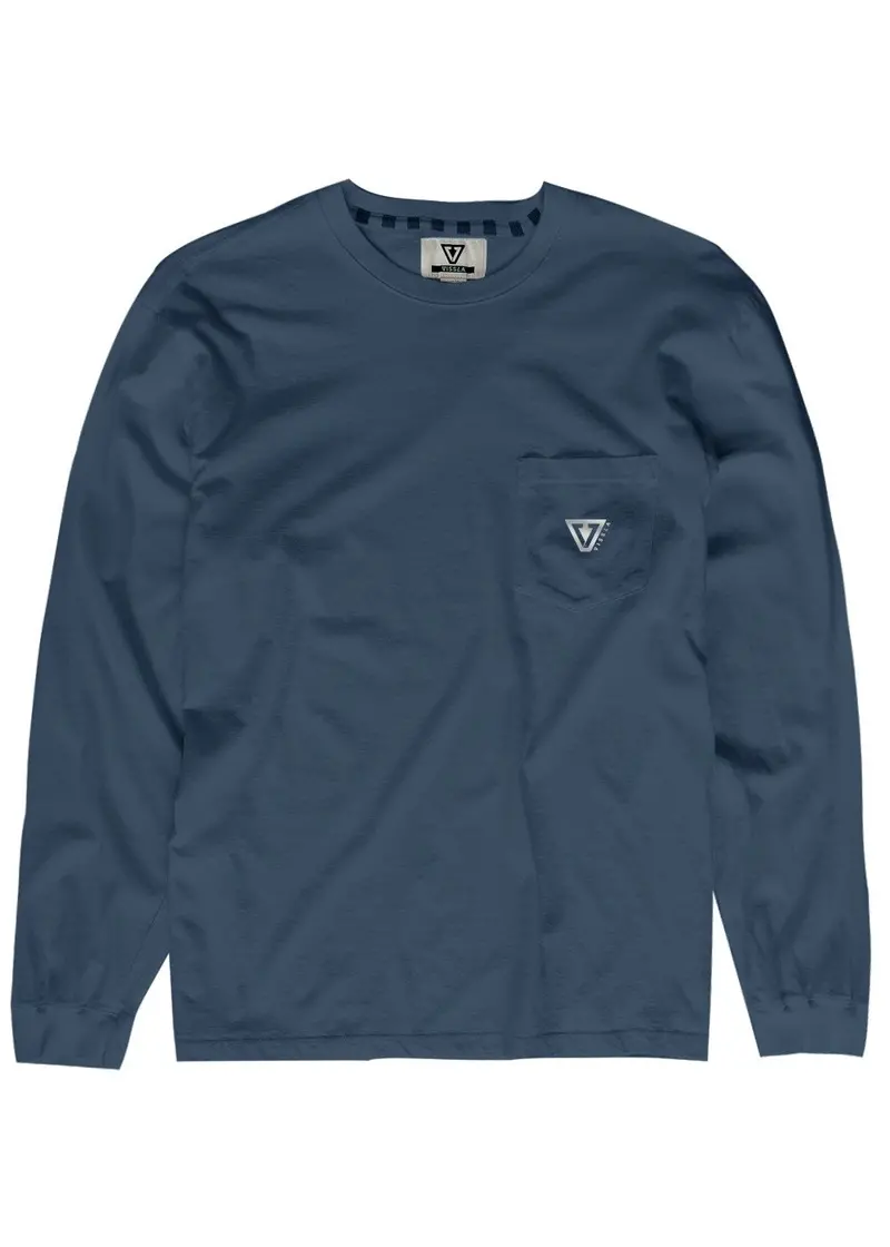 Vissla Established Premium Long Sleeve Tee In Navy Blue 1