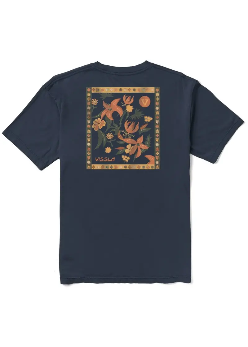 Vissla Hibiscus Haze Organic Cotton T-Shirt – Dark Navy 1