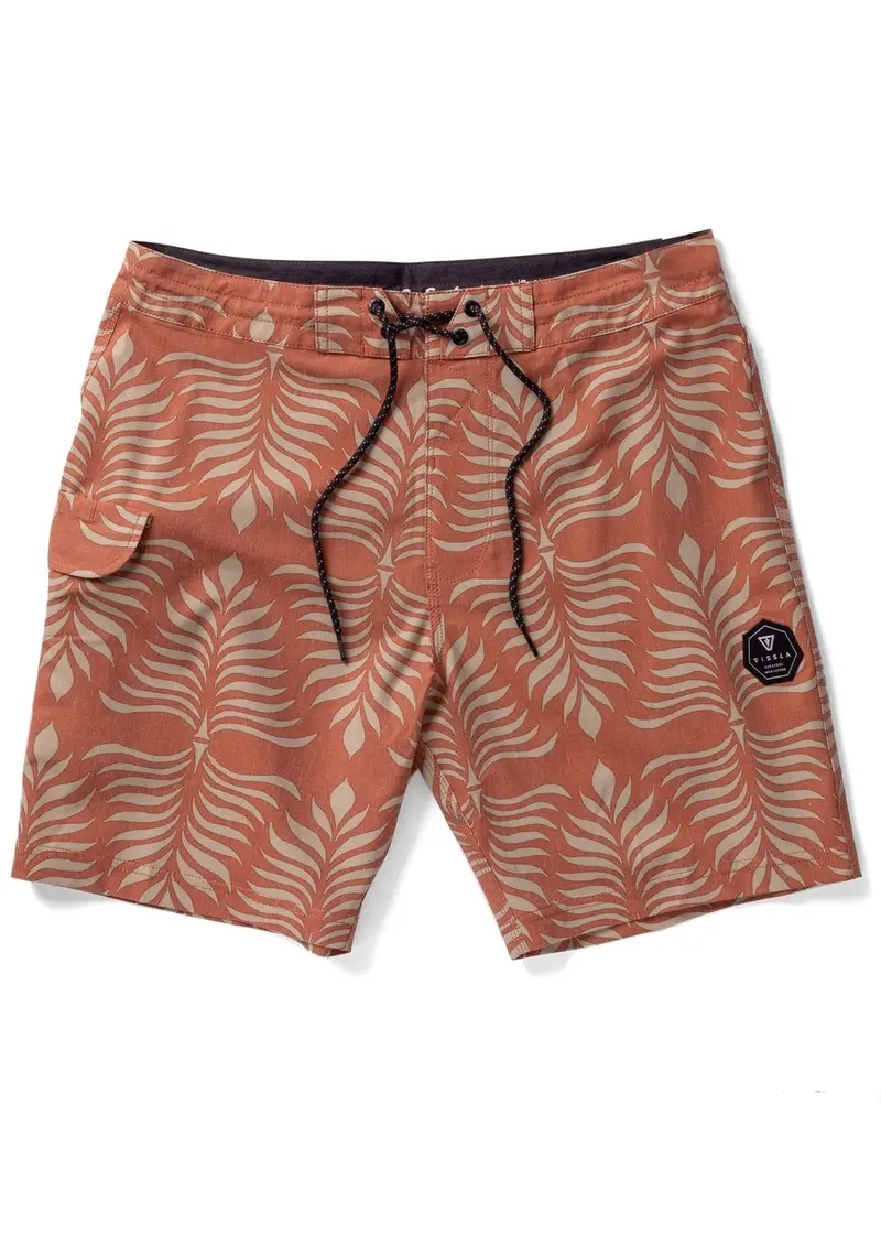 Vissla Island Impressions 17.5" Tropical Print Boardshorts In Terracotta 1