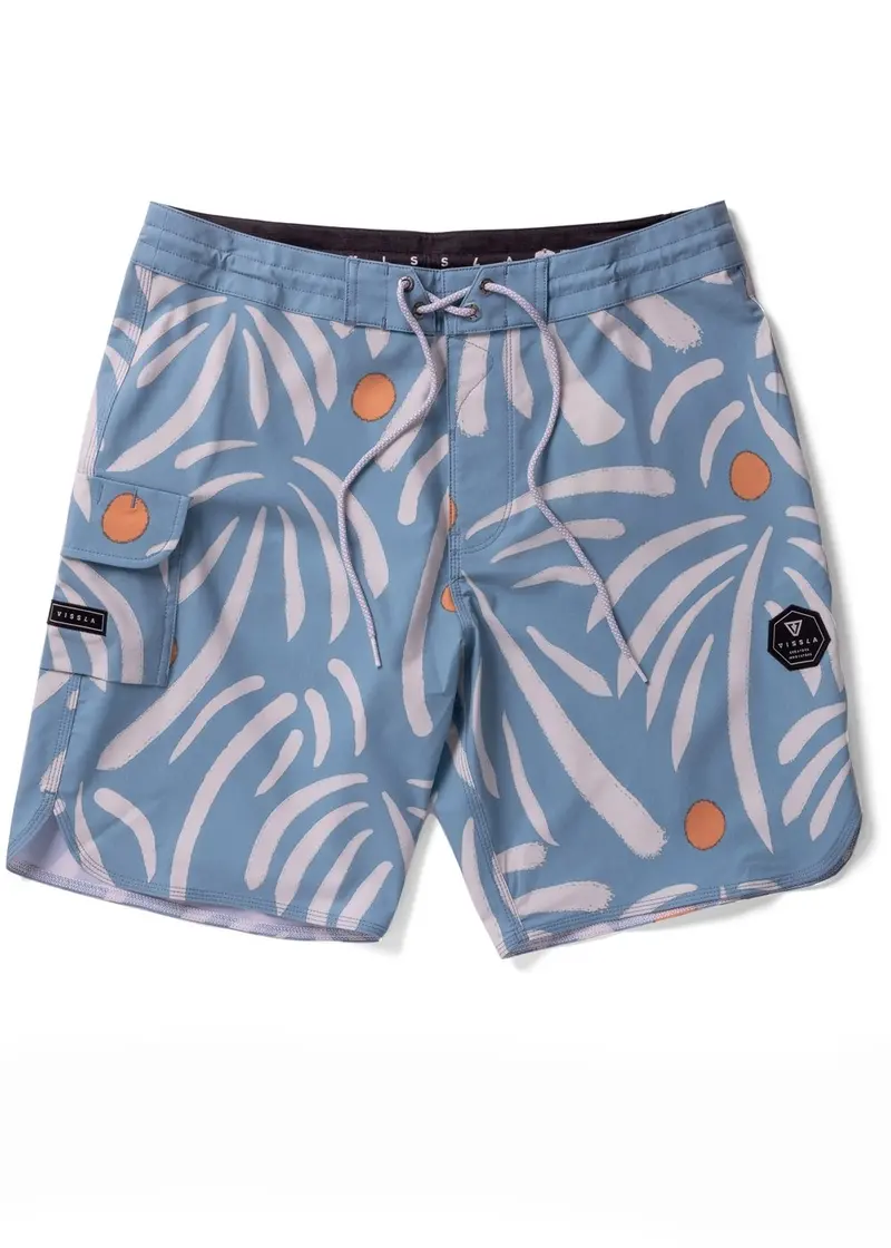 Vissla Primitive Palms 18.5" Vintage-Inspired Surf Shorts In Vintage Blue 1