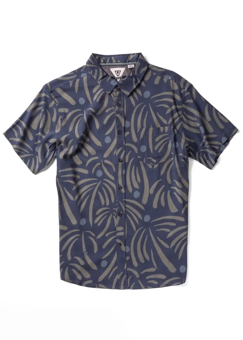 Vissla Primitive Palms Sustainable Short-Sleeve Shirt In Midnight Blue 1