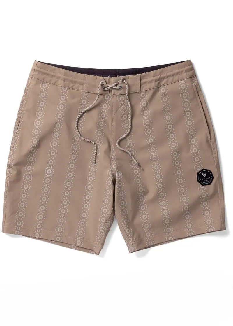 Vissla Solar Spirals 17.5" Men'S Performance Boardshorts In Dark Khaki 1