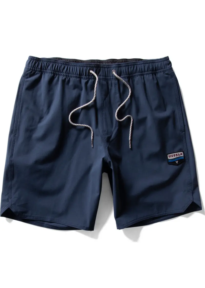 Vissla Solid Sets 17.5-Inch Ecolastic Boardshorts In Midnight 1