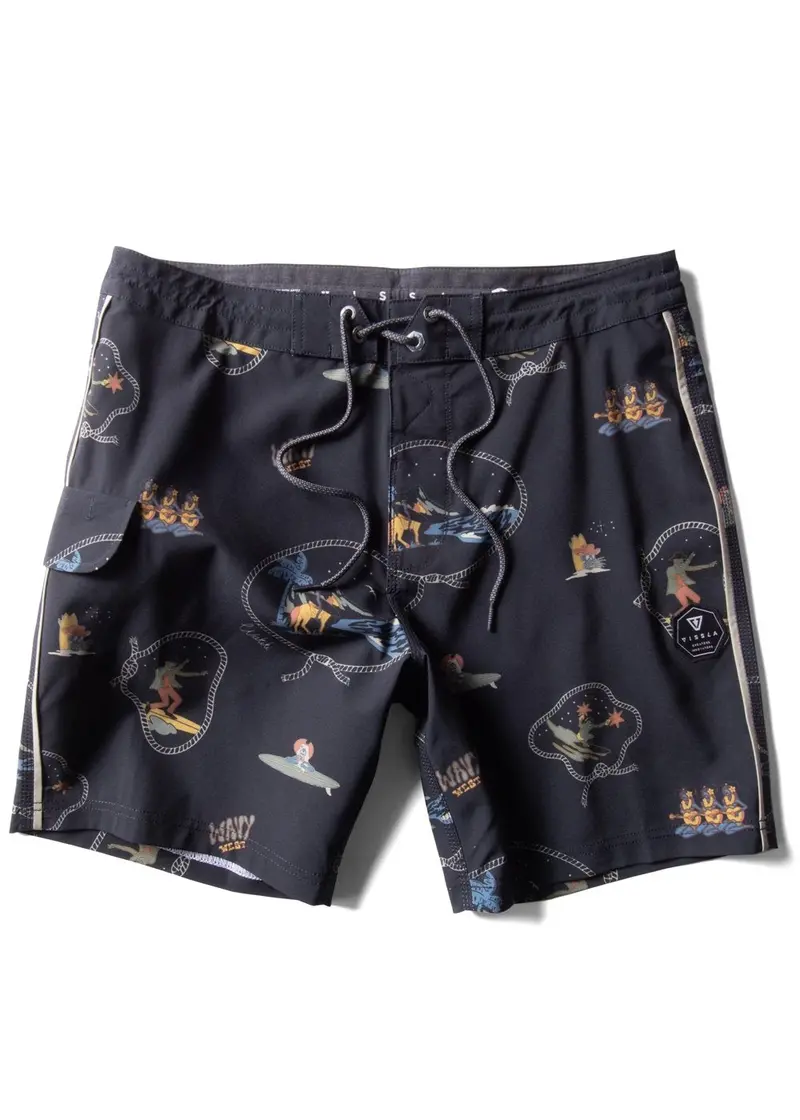 Vissla Soren Wavy West 17.5-Inch Black Boardshorts 1