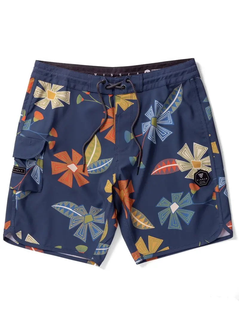 Vissla Tribal Tropics 18.5" Men'S Summer Boardshorts In Dark Denim 1