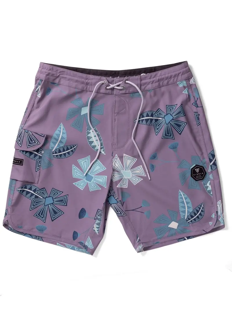 Vissla Tribal Tropics 18.5" Men'S Swim Shorts In Dusty Lilac 1