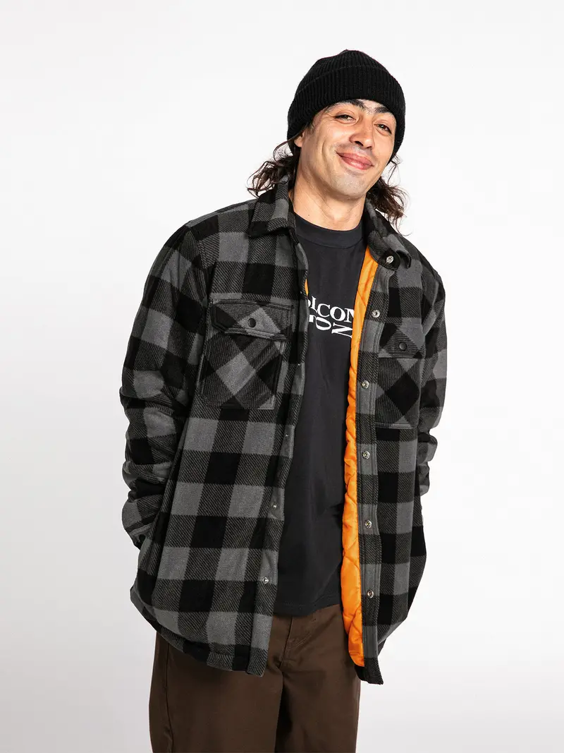 Volcom Bowered Heavyweight Fleece Long-Sleeve Shirt In Pewter Gray 1
