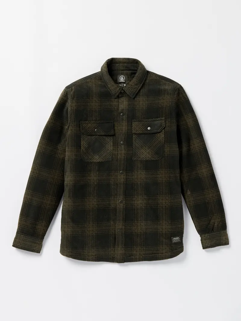 Volcom Bowered Long-Sleeve Fleece Shirt In Bison Tan 1