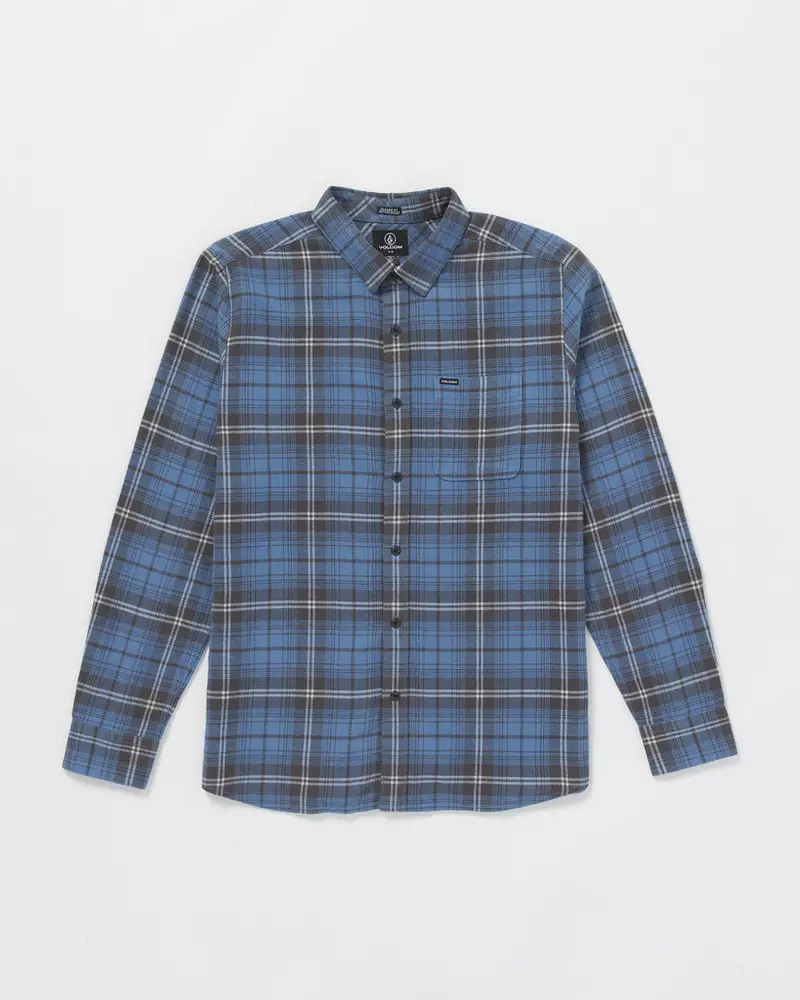 Volcom Caden Stretch Plaid Shirt In Blueberry 1