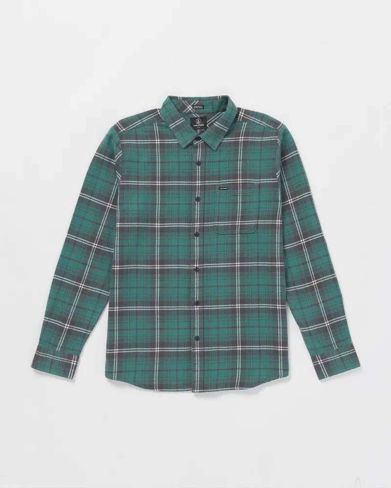 Volcom Caden Stretch Plaid Shirt In Sea Green 1