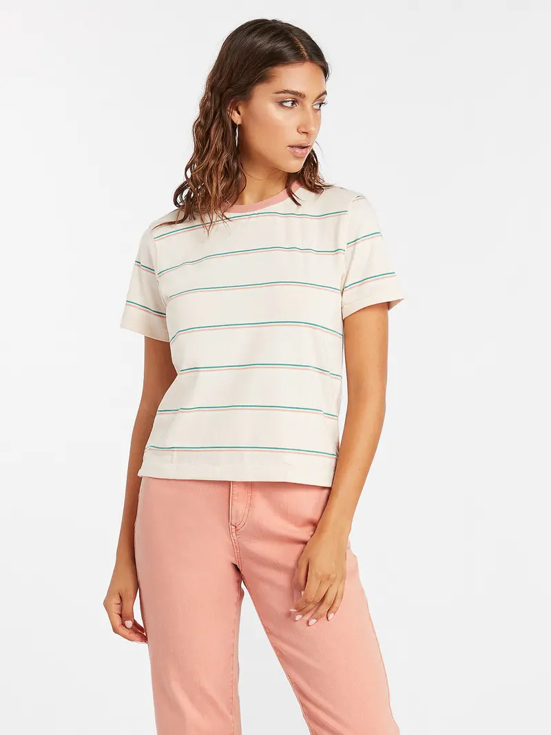 Volcom Hypen On Stripes Graphic Tee In Sand 1