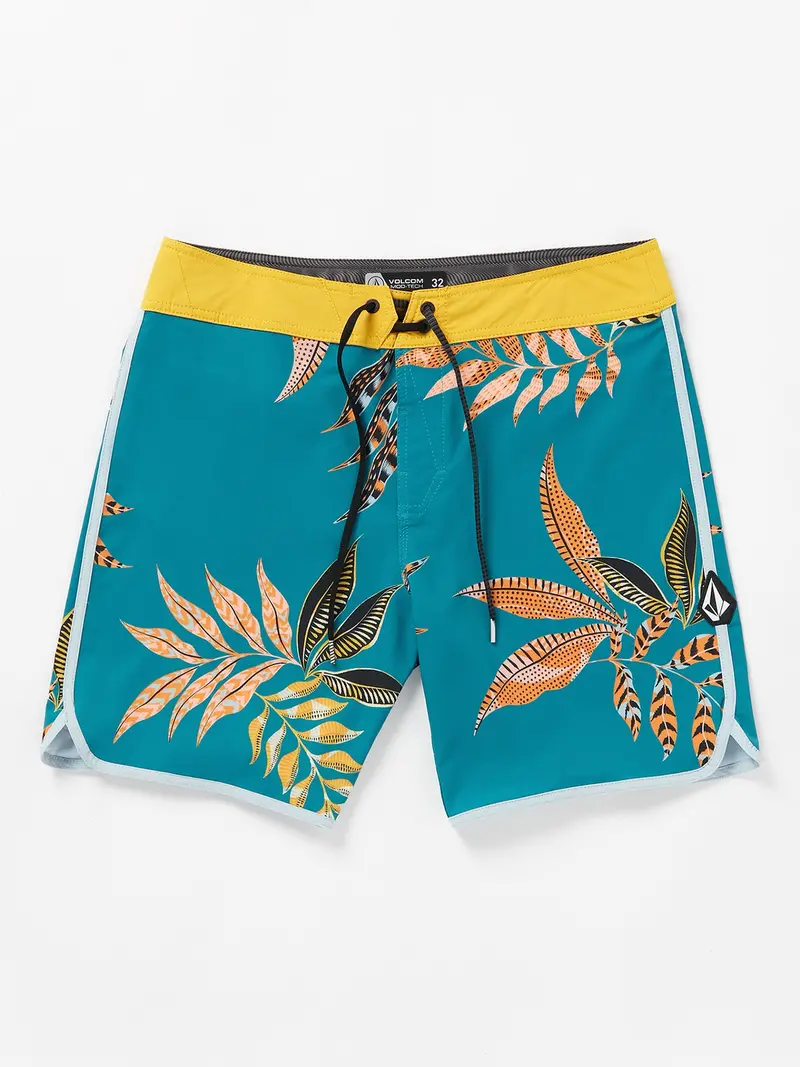 Volcom Lido Print Scallop Mod 19" Men'S Coastal Swim Trunks In Ocean Teal 1