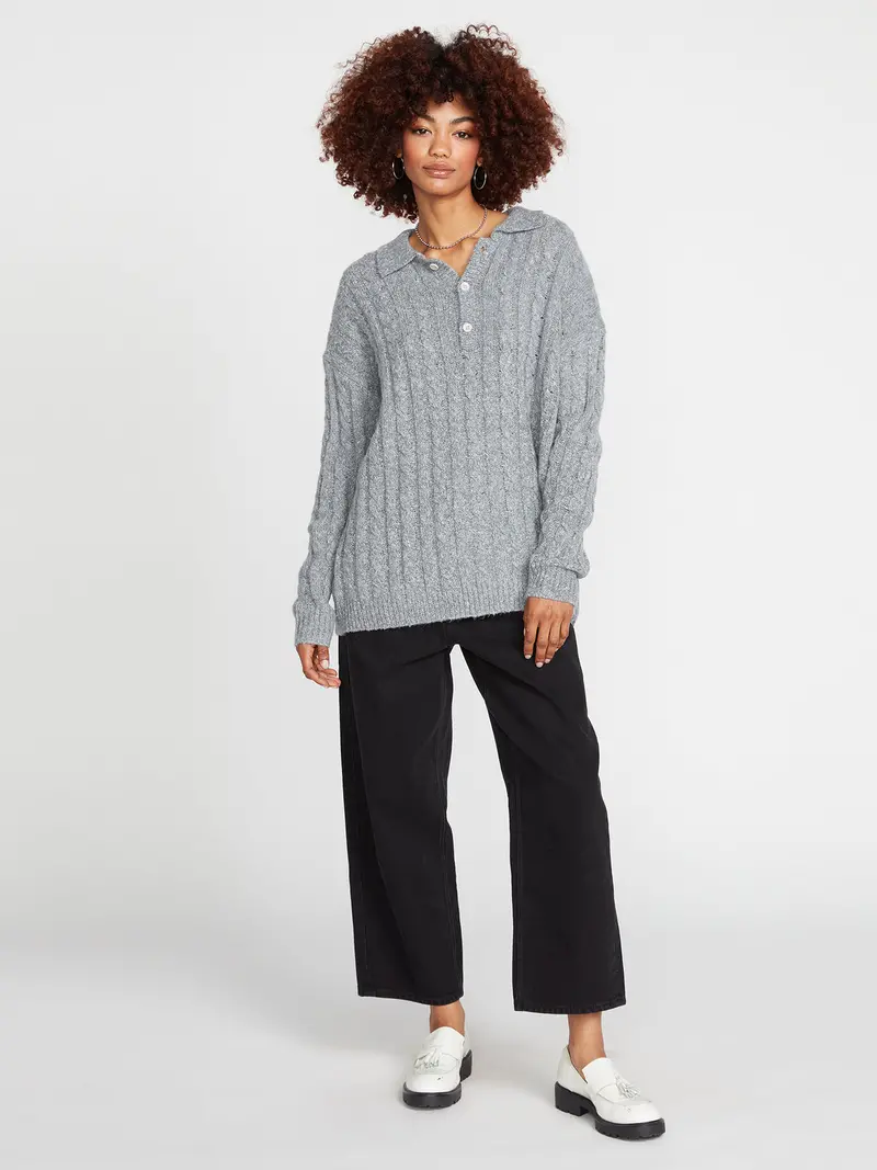 Volcom Low Low Polo Sweater In Daze Grey 1