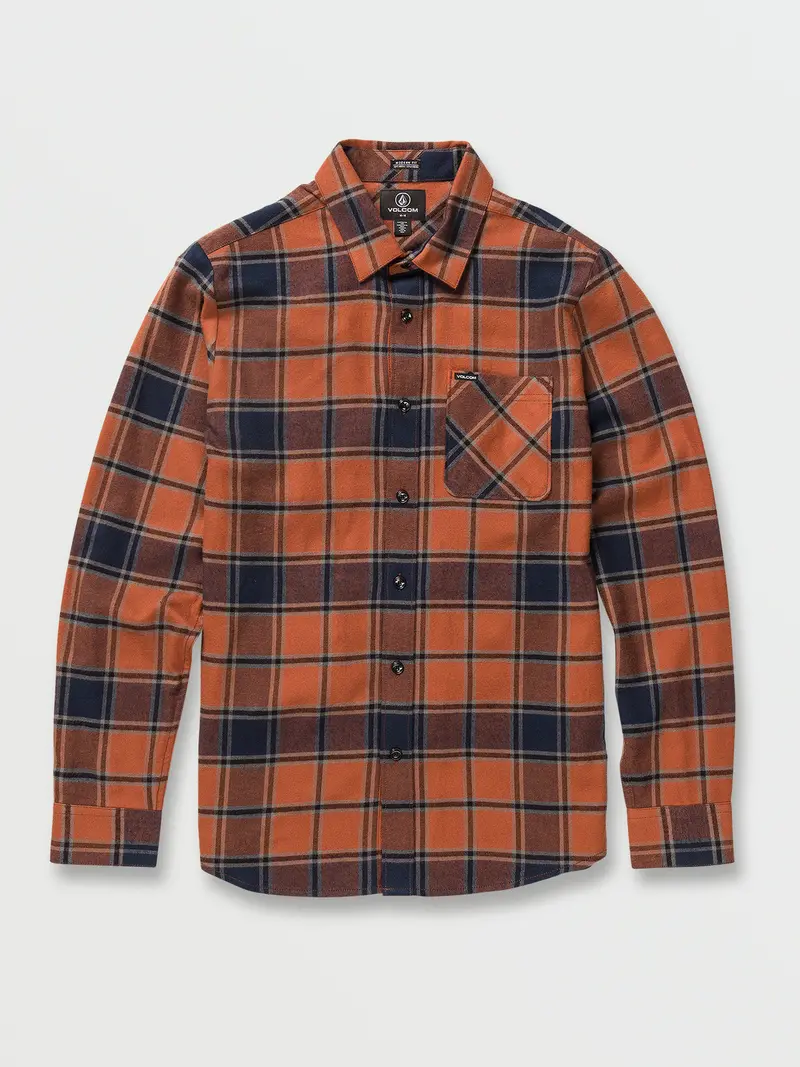 Volcom Men'S Caden Plaid Long-Sleeve Shirt – Mocha 1