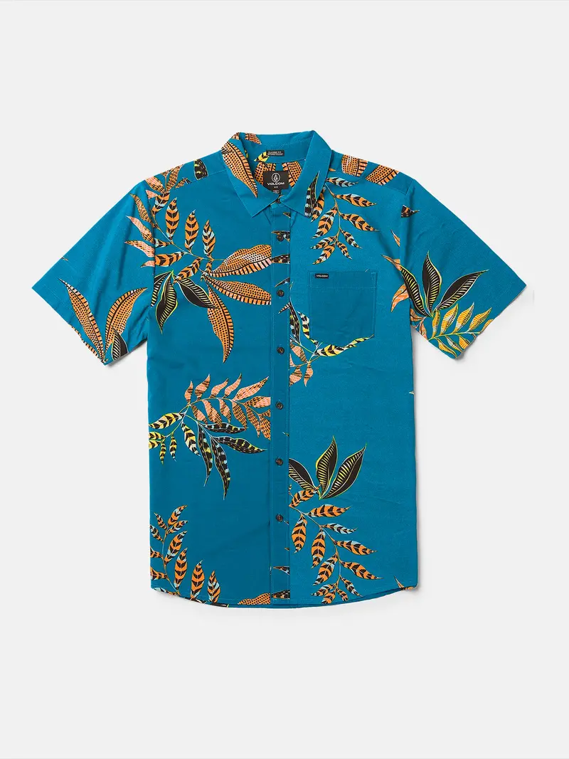 Volcom Paradiso Floral Short-Sleeve Shirt In Ocean Teal 1