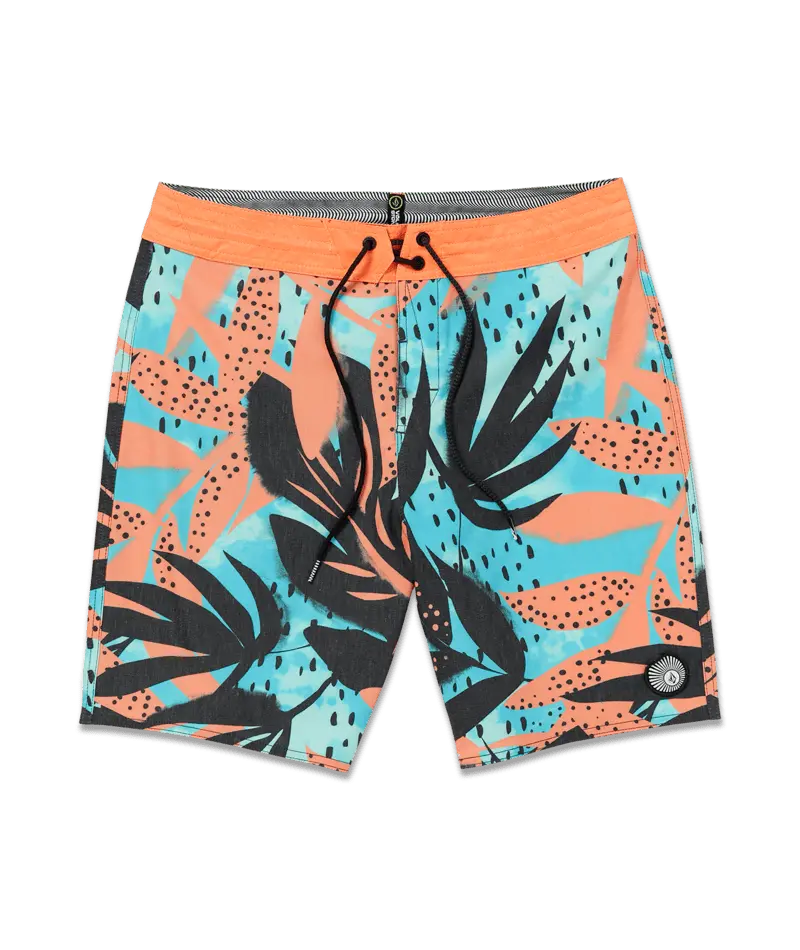 Volcom Waterside Floral Stoney 19" Men'S Beach Shorts In Tigerlily 1