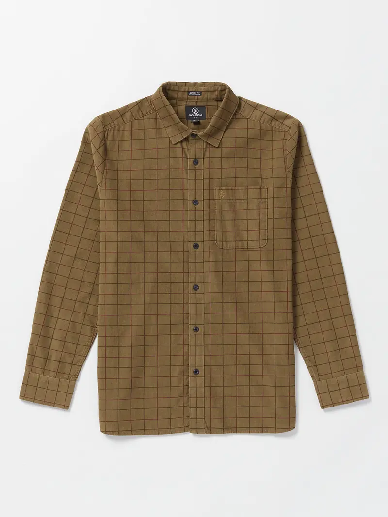 Volcom Zander Long-Sleeve Shirt In Dark Khaki 1