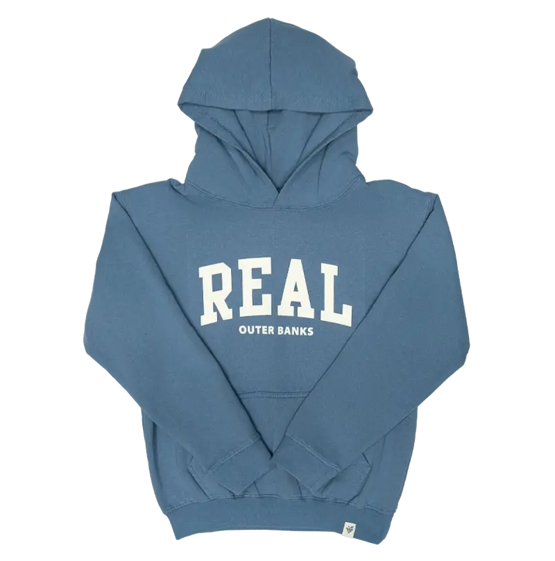 Youth Block Letters Hooded Sweatshirt – Denim Blue 1